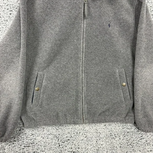 Vintage Polo Ralph Lauren Jacket Mens Large Gray Polartec Fleece Bomber Full Zip - Picture 10 of 15